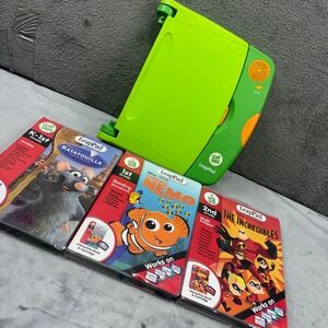 LeapFrog LeapPad Learning System Green with 3 Disney Pixar Books and Cartridges